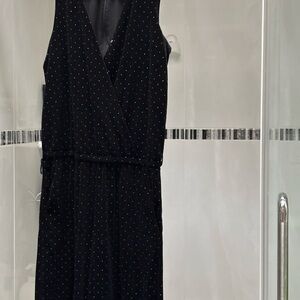MICHAEL Michael Kors Black Midi Dress with White Dots